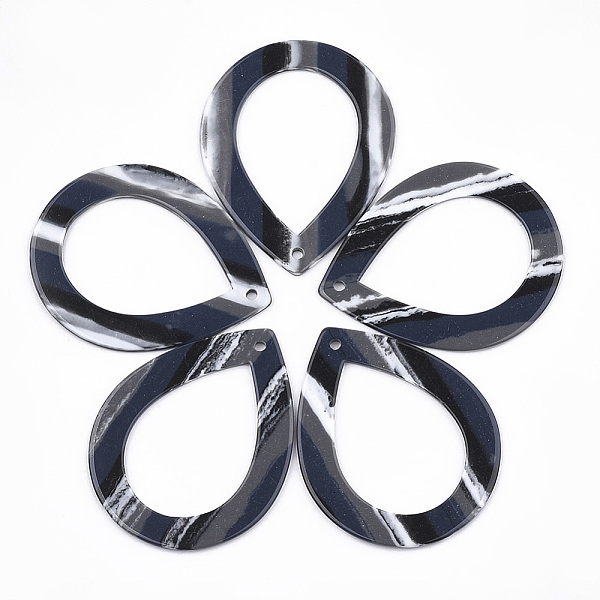 

PandaHall Resin Pendants, teardrop, Stripe Pattern, Black, 47x36.5x1.5mm, Hole: 1.8mm Resin Teardrop Black