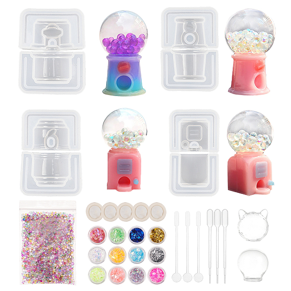 PandaHall Olycraft DIY Epoxy Resin Crafts, Including Silicone Molds, Glass Beads, Disposable Latex Finger Cots, Plastic Stirring Rods...