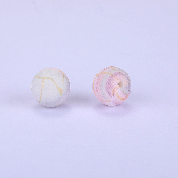 

PandaHall Printed Round Silicone Focal Beads, Lavender Blush, 15x15mm, Hole: 2mm Silicone Round