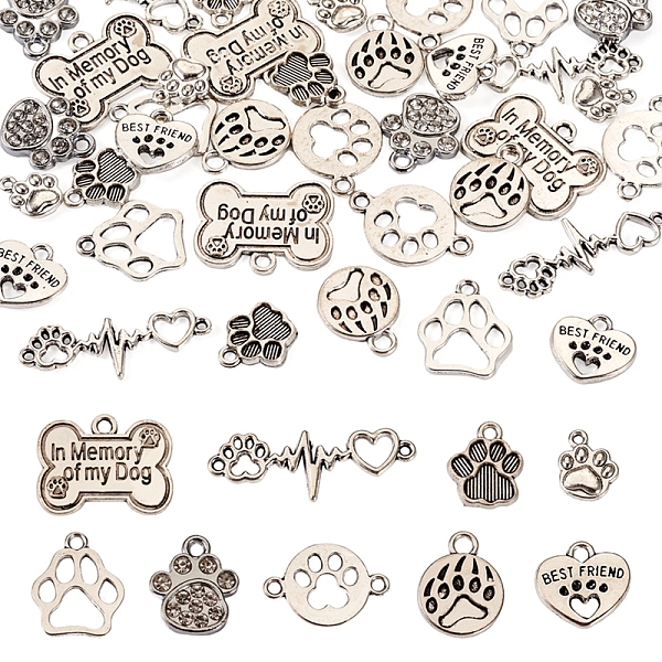 

PandaHall DIY Jewelry Making Finding Kit, Inlcuding Tibetan Style Zinc Alloy Pendants & Connectors Charms, Dog Paw Print & Heart & Bone...