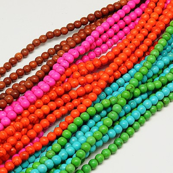 

PandaHall Synthetic Turquoise Beads Strands, Dyed, Round, Mixed Color, 10mm, Hole: 1mm, about 800pcs/1000g Synthetic Turquoise Round..., Multicolor