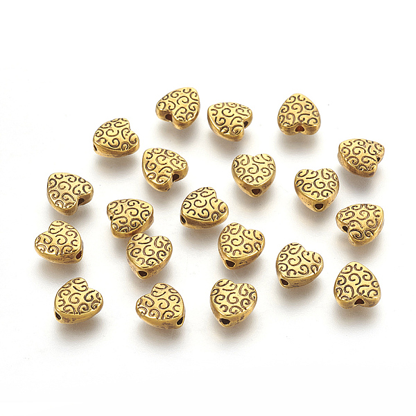 

PandaHall Tibetan Style Alloy Beads, Cadmium Free & Lead Free, Heart, Antique Golden, 9x9x4mm, Hole: 1.5mm Alloy Heart
