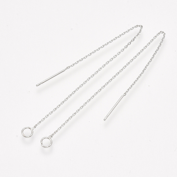 

PandaHall Brass Stud Earring Findings, Ear Threads, with Loop, Real Platinum Plated, 105x0.7mm, Hole: 3mm, Pin: 0.8mm Brass Others