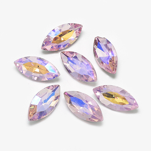 

PandaHall Pointed Back Glass Rhinestone Cabochons, Back Plated, Faceted, AB Color Plated, Horse Eye, Pearl Pink, 15x7x4mm Glass Rhinestone...