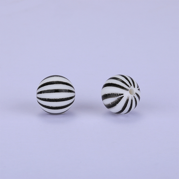 

PandaHall Printed Round with Stripe Pattern Silicone Focal Beads, White, 15x15mm, Hole: 2mm Silicone Round White