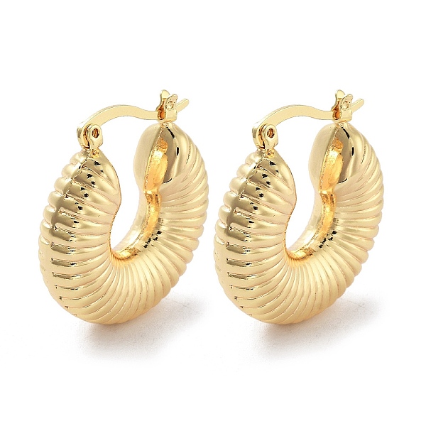 

PandaHall Brass Hoop Earrings, Real 18K Gold Plated, 28x7.5mm Brass
