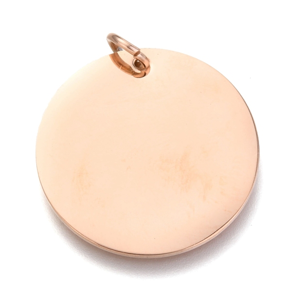 

PandaHall Ion Plating(IP) 304 Stainless Steel Charms, Manual Polishing, with Jump Rings, Blank Stamping Tag, Flat Round, Rose Gold, 25x1mm...