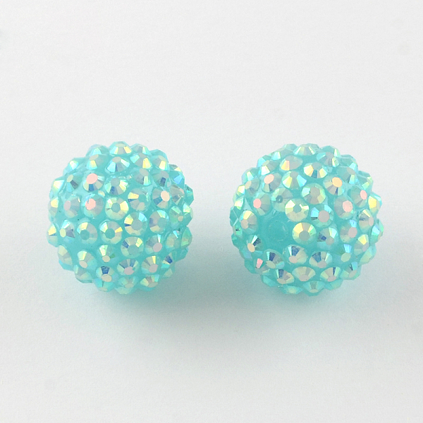 

PandaHall AB-Color Resin Rhinestone Beads, with Acrylic Round Beads Inside, for Bubblegum Jewelry, Cyan, 20x18mm, Hole: 2~2.5mm...