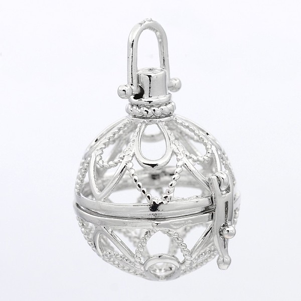 

PandaHall Round Brass Hollow Cage Pendants, For Chime Ball Pendant Necklaces Making, Cadmium Free & Nickel Free & Lead Free, Platinum...