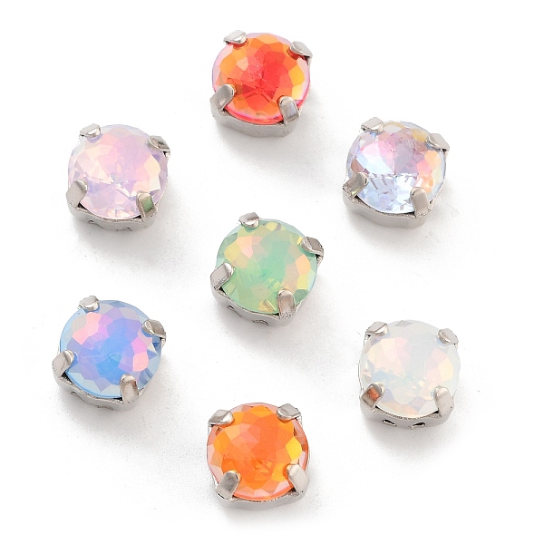 

PandaHall Flat Round Opal Sew On Rhinestones, Multi-Strand Links, K9 Glass Rhinestone with Brass Prong Settings, Mixed Color, Platinum..., Multicolor