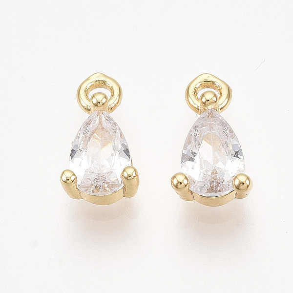 

PandaHall Brass Cubic Zirconia Charms, Real 18K Gold Plated, Nickel Free, Teardrop, Clear, 9x5x3mm, Hole: 1.2mm Brass+Cubic Zirconia...