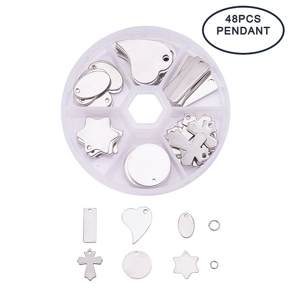 

PandaHall BENECREAT Stainless Steel Pendants, Stainless Steel Color, 18~26x9~21x1mm, Hole: 2~3mm Stainless Steel Mixed Shapes