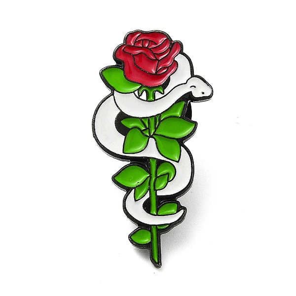 

PandaHall Snake Enamel Pins, Black Tone Alloy Brooches for Backpack Clothes, June Rose, 30.5x15.5x2mm Alloy+Enamel June Rose