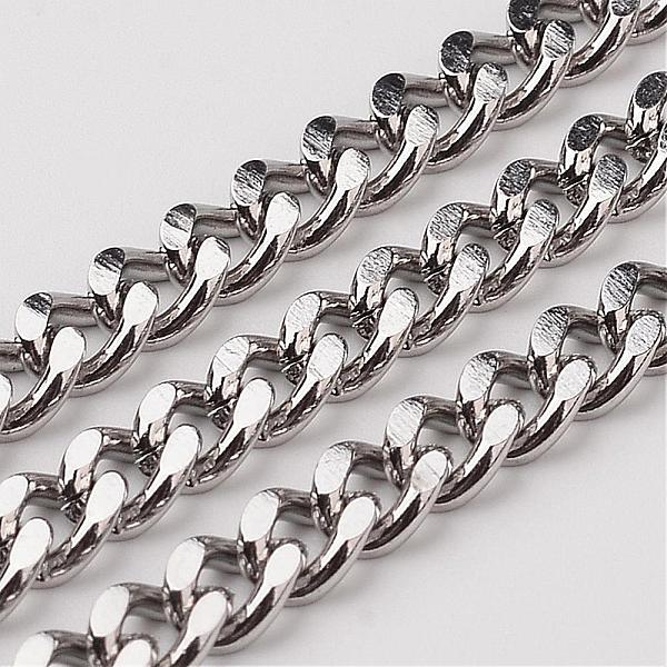 

PandaHall 304 Stainless Steel Cuban Link Chains, Chunky Curb Chains, Faceted, Unwelded, Stainless Steel Color, 7x5x1.4mm 304 Stainless Steel
