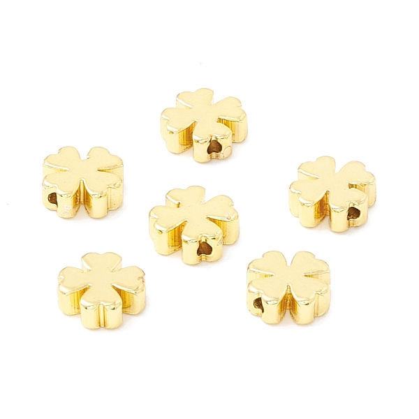 

PandaHall Brass Beads, Long-Lasting Plated, Clover, Real 18K Gold Plated, 8x8x3mm, Hole: 1.4mm Brass Clover
