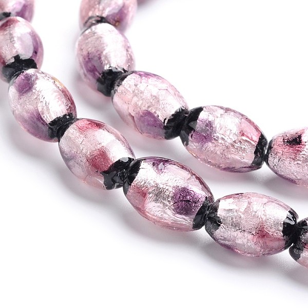 

PandaHall Handmade Silver Foil Glass Oval Beads, Thistle, 16x12mm, Hole: 1mm Silver Foil Oval Purple