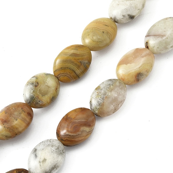 

PandaHall Natural Crazy Lace Agate Beads Strands, Flat Oval, 13.5x9.5~10x5.5mm, Hole: 1mm, about 27~28pcs/strand, 14.49~15.47''(36.8~39.3cm)...