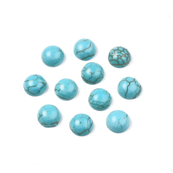 

PandaHall Craft Findings Dyed Synthetic Turquoise Gemstone Flat Back Dome Cabochons, Half Round, Dark Turquoise, 4x2mm Synthetic Turquoise..., Cyan