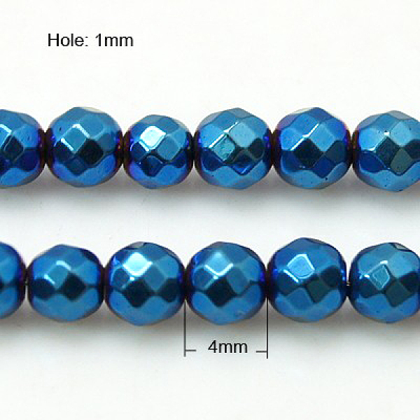 

PandaHall Non-Magnetic Synthetic Hematite Beads Strands, Grade A, Color Plated, Faceted, Round, Blue Plated, 4mm, Hole: 1mm Non-magnetic...