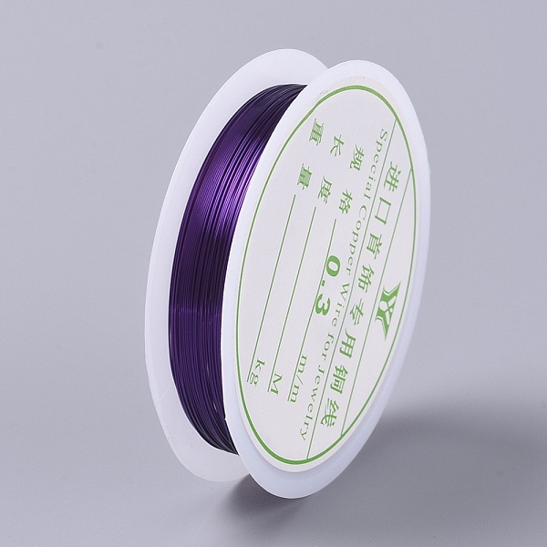 

PandaHall Round Copper Wire, for Jewelry Making, Purple, 0.3mm, about 25m/roll Copper Round Purple