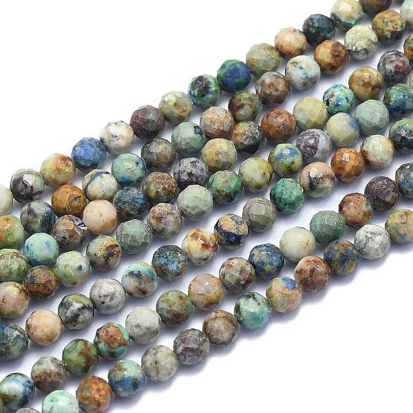 

PandaHall Natural Chrysocolla Beads Strands, Round, Faceted, 6mm, Hole: 0.8mm, about 64pcs/Strand, 15.35 inch(39cm) Chrysocolla Round