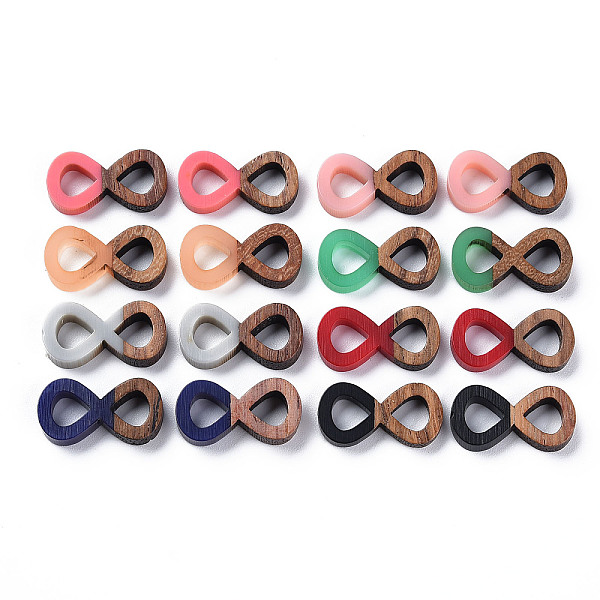 

PandaHall Opaque Resin & Walnut Wood Links Connectors, Two Tone, Infinity, Mixed Color, 9.5x18x3.5mm, Hole: 5x5mm Resin+Wood Infinity..., Multicolor