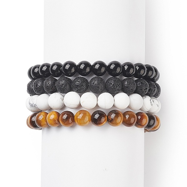 

PandaHall 4Pcs 4 Style Synthetic & Natural Mixed Gemstone Round Beaded Stretch Bracelets Set for Men Women, Inner Diameter: 2 inch(5.1cm)...