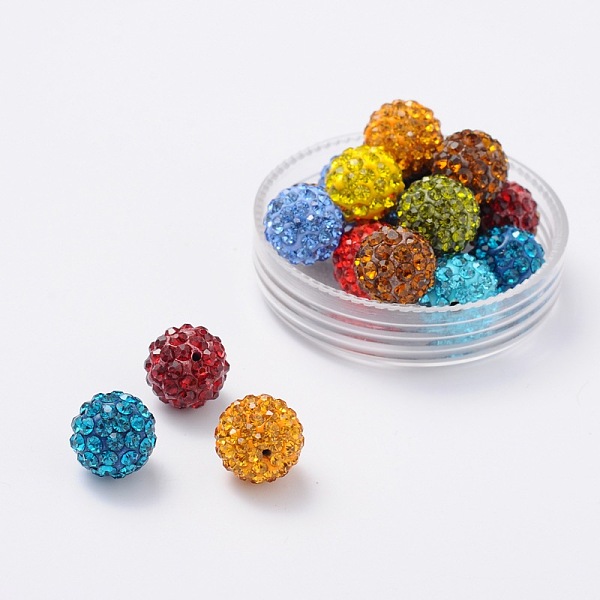 

PandaHall Grade A Rhinestone Beads, Pave Disco Ball Beads, Resin and China Clay, Round, Mixed Color, PP11(1.7~1.8mm), 10mm, Hole: 1.5mm..., Multicolor