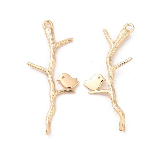 

PandaHall Brass Pendants, Branch with Bird Charm, Real 18K Gold Plated, 35.5x15x2mm, Hole: 1.2mm Brass Branch
