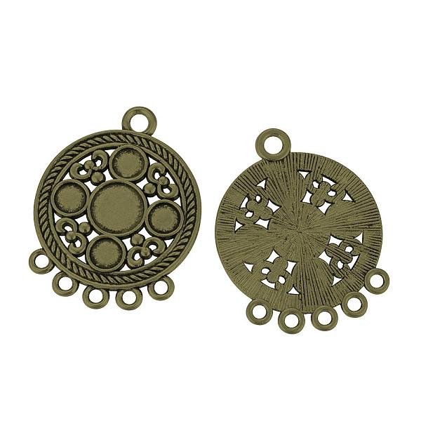 

PandaHall Tibetan Style Alloy Chandelier Component Link Cabochons Settings, Flat Round, Cadmium Free & Lead Free, Antique Bronze, Tray...