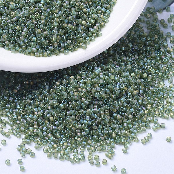 

PandaHall MIYUKI Delica Beads, Cylinder, Japanese Seed Beads, 11/0, (DB1282) Matte Transparent Olive AB, 1.3x1.6mm, Hole: 0.8mm, about..., Green