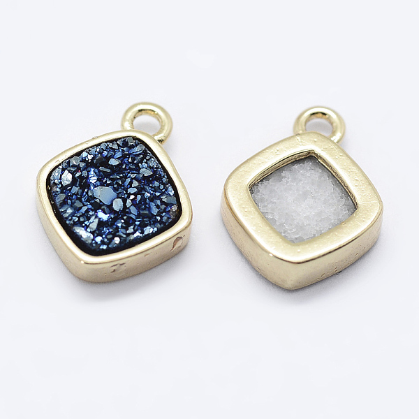 

PandaHall Electroplate Natural Druzy Agate Charm, with Brass Findings, Rhombus, Mixed Color, 11x8.5x2.5mm, Hole: 1.5mm Natural Agate Rhombus