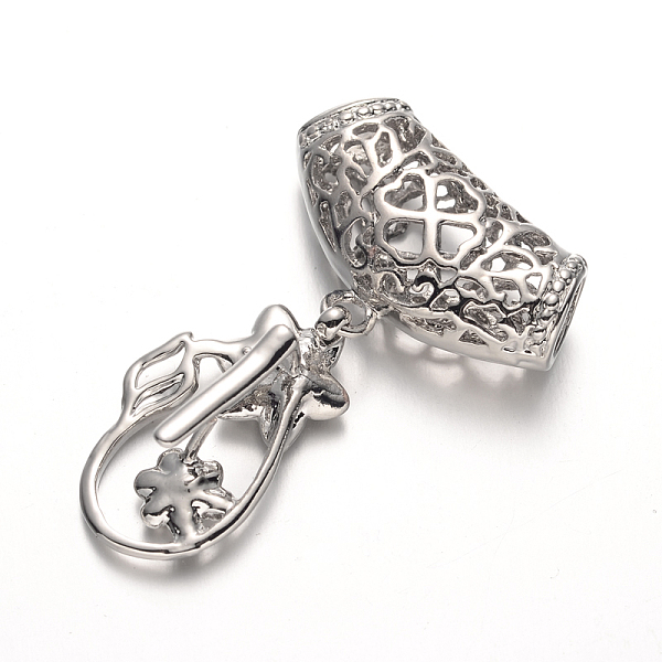 

PandaHall Flower Brass Pendant Pinch Bails, Scarf Bail Beads, Platinum, 39mm, Pin: 1mm, Pendant: 26.5x16.5mm, Hole: 6mm Brass