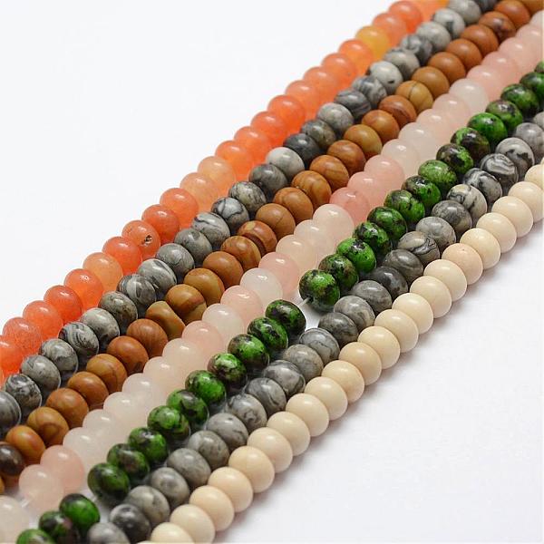

PandaHall Mixed Natural Gemstone Beads Strands, Rondelle, 6x4mm, Hole: 1mm, about 96~97pcs/strand, 15.3 inch(39cm) Mixed Stone Rondelle