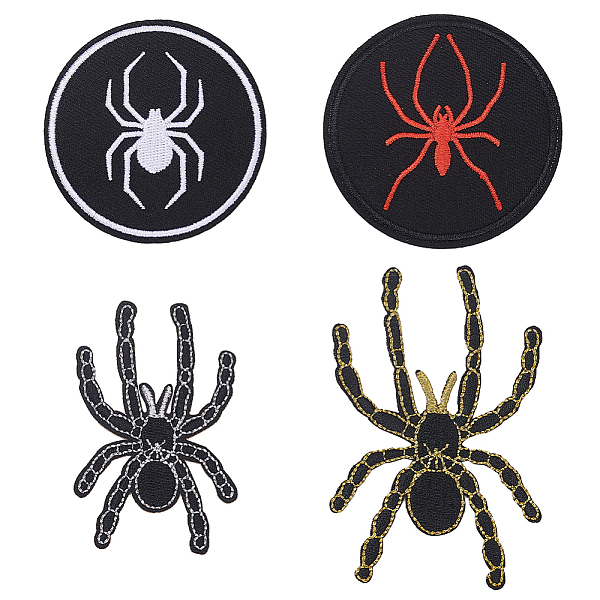 

PandaHall WADORN 4Pcs 4 Styles Halloween Spider Pattern Polyester Embroidered Iron on Cloth Patches, Applique Patch, Sewing Craft Decoration..., Black