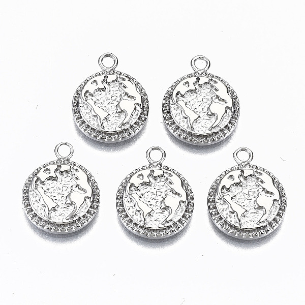 

PandaHall 304 Stainless Steel Pendants, Flat Round with Map, Stainless Steel Color, 18.5x14.5x3.5mm, Hole: 2mm 304 Stainless Steel Flat...