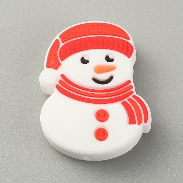 

PandaHall Christmas Theme Food Grade Eco-Friendly Silicone Beads, Chewing Beads For Teethers, DIY Nursing Necklaces Making, Snowman Pattern..., White