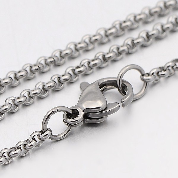 

PandaHall 304 Stainless Steel Rolo Chain Necklaces, with Spool, with Lobster Claw Clasps, Stainless Steel Color, 17.9 inch(45.5cm), 2mm 304...
