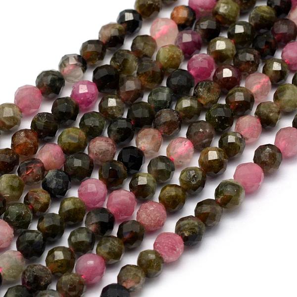 

PandaHall Natural Tourmaline Beads Strands, Faceted, Round, 4mm, Hole: 1mm, about 90pcs/strand, 15.35 inch(39cm) Tourmaline Round