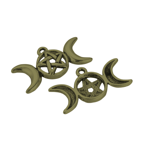 

PandaHall Tibetan Style Alloy Pendants, Cadmium Free & Nickel Free & Lead Free, Triple Goddess Pentagram Moon, Antique Bronze, 16x30x4mm...