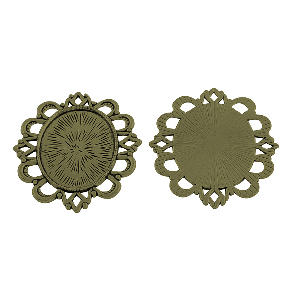 

PandaHall Tibetan Style Alloy Oval Tray Cabochon Settings, Cadmium Free & Lead Free, Oval, Antique Bronze, Tray: 39x30mm,59x51x2mm, about...