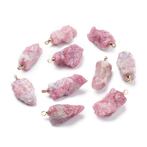 

PandaHall Natural Red Tourmaline Pendants, Rough Raw Stone, with Brass Loop, Grade AAA, Long-Lasting Plated, Nuggets, Golden...