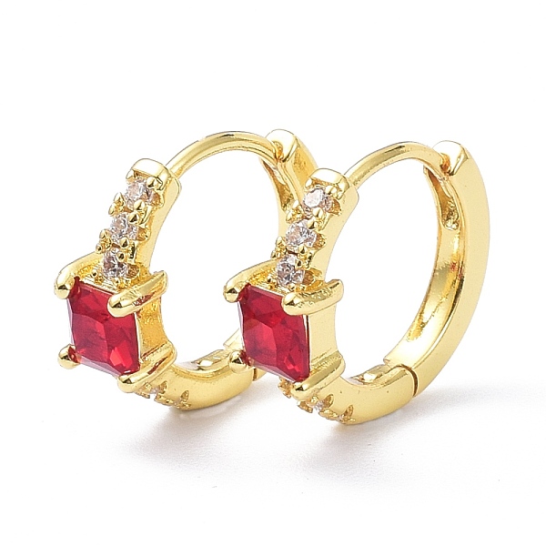 

PandaHall Brass Inlaid Cubic Zirconia Hoop Earrings, Real 18K Gold Plated, Square, Cadmium Free & Lead Free, Red, 15x13x5mm, Pin: 1mm Cubic...