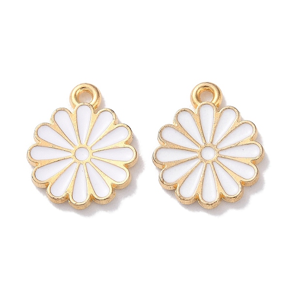 

PandaHall Alloy Enamel Pendants, Golden, Flower Charm, White, 14x12x1.5mm, Hole: 1.2mm Alloy+Enamel Flower White