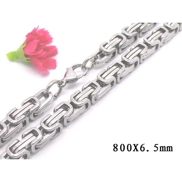 

PandaHall 201 Stainless Steel Byzantine Chain Necklaces, with Lobster Claw Clasps, 31.5 inch(80cm), 6x6.5mm 201 Stainless Steel