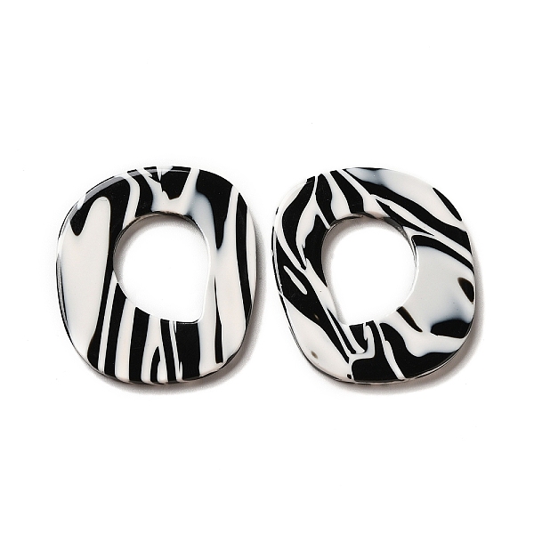 

PandaHall Cellulose Acetate(Resin) Cabochons, Black And White Oval Ring, 39x24x2.5mm Cellulose Acetate Oval Black