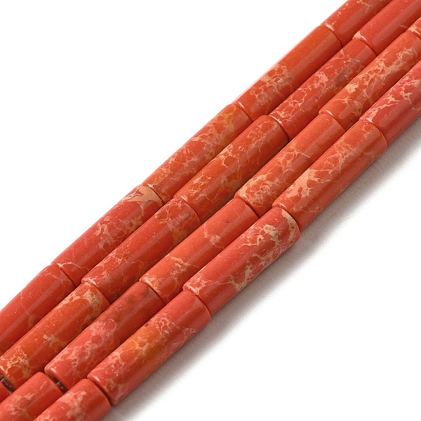 

PandaHall Synthetic Imperial Jasper Dyed Beads Strands, Column, Orange Red, 12.5~13x3.5~4mm, Hole: 1.2mm, about 29pcs/strand, 15.31''...