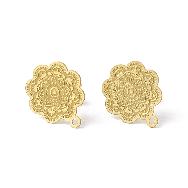 

PandaHall 304 Stainless Steel Stud Earrings Finding, Flower, with Horizontal Loop, Golden, 17.5x15mm, Hole: 1.2mm, Pin: 0.85mm 304 Stainless...