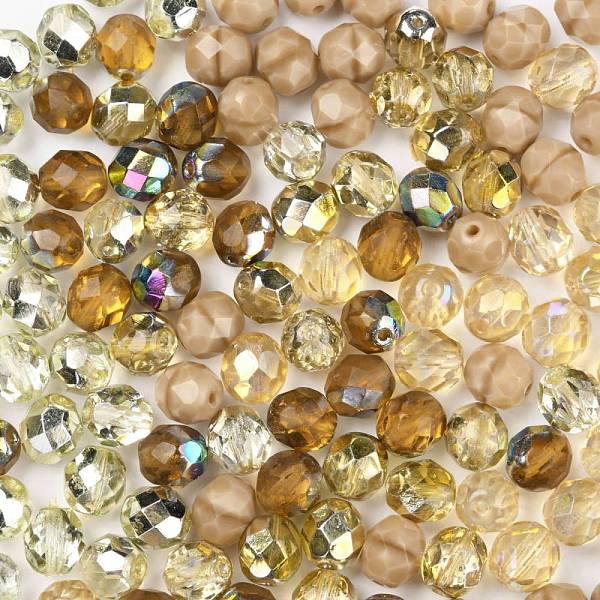 

PandaHall Fire-Polished Czech Glass Beads, Faceted, Ananas, Yellow Green, 7.5~8x8mm, Hole: 1.2mm, about 120pcs/bag Czech Glass Round