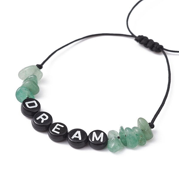 

PandaHall Natural Green Aventurine Chip Braided Bead Bracelets, Acrylic Word Bead Adjustable Bracelets for Women, Inner Diameter: 5/8~3-1/4...